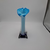 Vintage Murano Style Art Glass Vase Jack in the Pulpit Green Blue Calla ... - £59.84 GBP