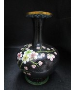 Vintage Chinese Coisonne Enamel Chrysanthemum cherry blossom on black 6.... - $1,404.03 MXN