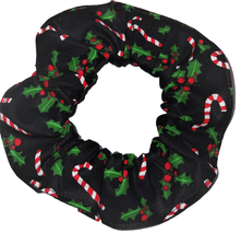 Candy Canes Holly Christmas Holiday Fabric Hair Scrunchie Ties Scrunchies by She - £5.58 GBP