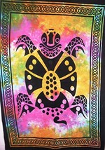 Traditional Jaipur Tie Dye Lucky Tortoise Turtle Wall Decor, Indian Poster, Bohe - £7.90 GBP
