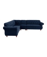 Warna Upholstered In Indigo Velvet Fabric 4 Piece Sectional Sofa Set - £1,128.83 GBP