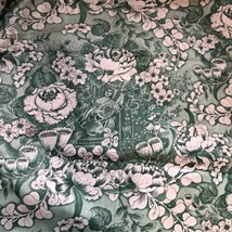 Vtg Concord Fabrics Green and White Flower Statue Leaf Print Cotton  2 7... - £22.21 GBP