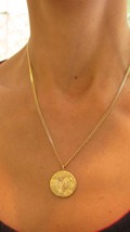 Gold necklace. Custom engraved tungsten fingerprint pendant. 14 karat yellow gol - £549.25 GBP