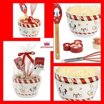 Disney Mickey Mouse &amp; Friends Holiday 6pcs Baking Set Mixing Bowl Spatula - £39.56 GBP