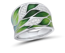 New Silver Rings For Women Genuine 925 Sterling Silver Trendy Jewelry Green Ring - £40.16 GBP
