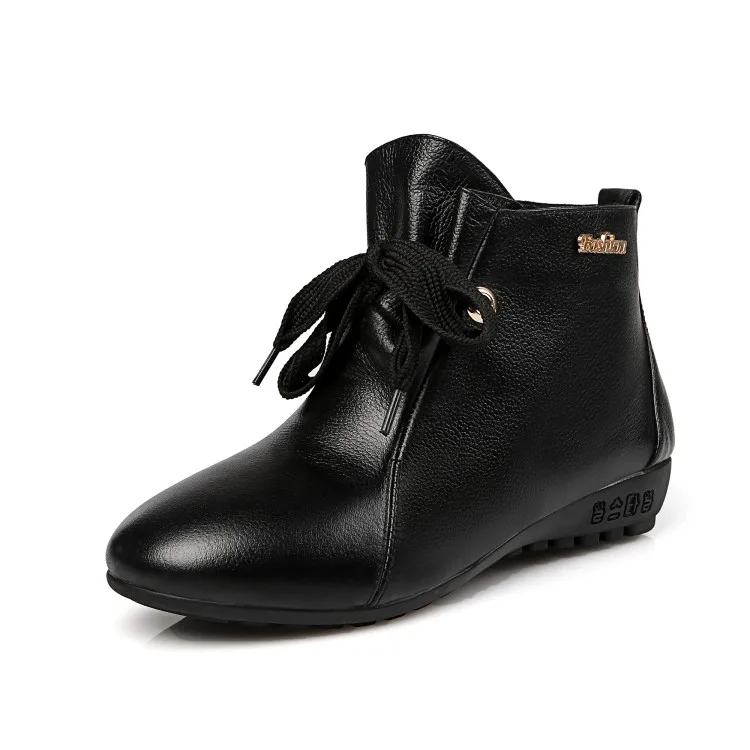 Women&#39;s spring and autumn flat ankle boots leather -up round toe martin boots so - £222.25 GBP