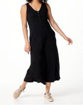 AnyBody Cozy Knit Luxe Button Down Sleeveless Jumpsuit- BLACK, MEDIUM A3... - £22.58 GBP