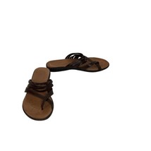 Born BOC Sandals Womens Size 7 Brown Flip Flops Thongs Cross Strap Strappy Shoes - £14.76 GBP