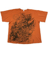 Vtg Y2k Cybergoth Shirt Lion Fight Gothic T-Shirt XL Burnt Orange Graphi... - £27.23 GBP