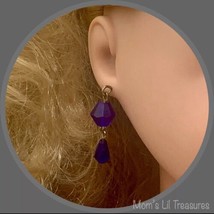 Royal Blue Glass Bead Dangle Doll Earrings • 18 Inch Fashion Doll Jewelry - £4.65 GBP