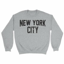 New York City Distressed Sweatshirt Screenprinted Gray Adult NYC Lennon ... - £15.74 GBP