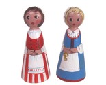 Vintage Wooden Peg Dolls Woman Set of 2 Ladies Made in Finland Figurine ... - $17.77