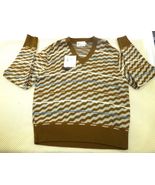 NWT VTG London Fog Mens XL Knit Sweater Brown Zigzag Pattern USA - $30.40