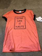 Small LuLaRoe Liv Shirt &quot;Some Like It Haute&quot; NWT Salmon pink Ringer Tee - £14.68 GBP