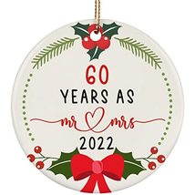 60 Years As Mr &amp; Mrs Ornament 2022-60th Anniversary Round Ornaments Gift... - £11.63 GBP