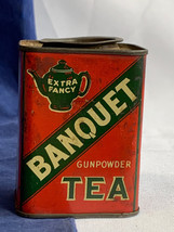 Vtg McCormick &amp; Co Extra Fancy BANQUET Gunpowder Tea Tin 1.5 OZ Can Red ... - $39.55