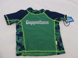 Boy&#39;s Youth Coppertone 5 swim rash guard shirt green NEW premium sun pro... - £20.61 GBP