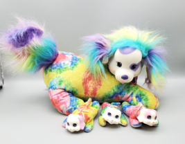 Plush Puppy Surprise 2015 Three Puppies Tie Dye Multicolor Toy Pink Collar Puppy - £10.16 GBP