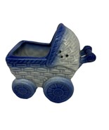 Blue Ceramic Baby Buggy Carriage Succulent Planter Nursery Decor Japan V... - £8.62 GBP