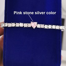 Crystal Stone Heart Love Tennis Bracelet for Women Wedding Engagement Gold Silve - £18.74 GBP
