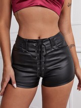 Designer Women Pant 100%Genuine Wear Party Short Black Cocktail Leather Stylish - £81.20 GBP