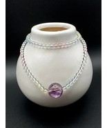 Handcrafted Natural Himalayan Amethyst Large Bead Topaz Small Bead Bracelet - $2,215.12 MXN