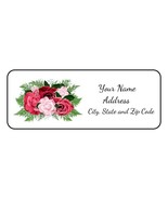 30 Flowers Return address labels,roses,floral,stickers,tags,pink and red... - $11.99