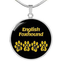 English Foxhound Mama Circle Necklace Engraved 18k Gold 18-22&quot; Dog Owner Lover J - £54.67 GBP