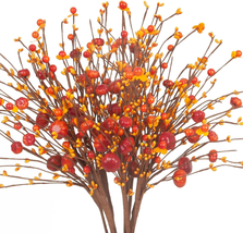 Artificial Fall Decor Flowers Berry Stems 6 Pcs Thanksgiving Decoration Picks Fa - $26.01