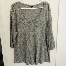 Torrid cozy brushed hacci lattice top womens size 2X heathered gray sweater - £15.01 GBP
