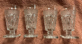 Vintage Imperial CAPE COD Juice Glasses w/ Square Foot Clear Embossed Se... - £19.15 GBP