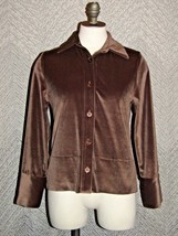 Harve Benard Petites By Benard Holtzman Velvet Brown Button Up Sweater Soft  - £12.44 GBP