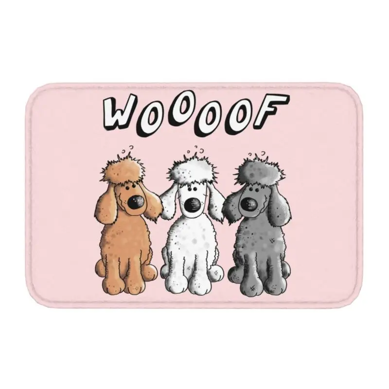 Woof Poodles Front Floor Door Mats Indoor Cartoon Poodle Dog Doormat Carpet Rug - £12.76 GBP