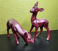 Deer Fawn Figurines Hard Plastic Rhinestone Eyes Vintage 1960s Christmas... - $68.57