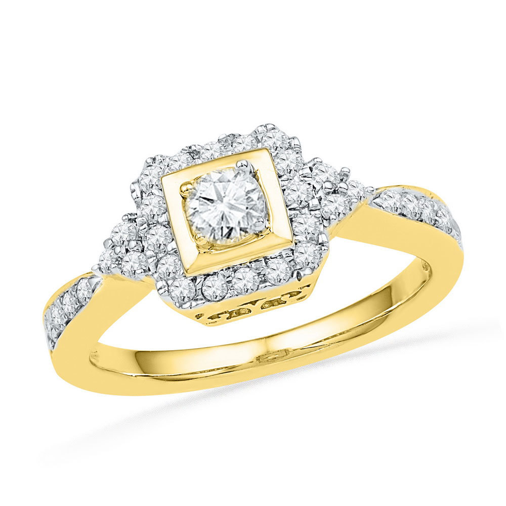 10k Yellow Gold Round Diamond Bridal Wedding Engagement Anniversary Ring 1/2 Ctw - $699.00