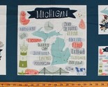 14&quot; X 44&quot; Panel Michigan Cities Michigander Cotton Fabric Panel D372.39 - £4.55 GBP