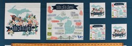 14&quot; X 44&quot; Panel Michigan Cities Michigander Cotton Fabric Panel D372.39 - £4.58 GBP