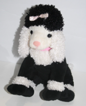 Flowers Inc Balloons Black White Poodle Dog Pink Collar 12&quot; Plush Stuffed Toy - £12.15 GBP