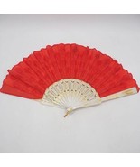 Vintage Ladies Fabric &amp; Plastic Folding Fan - £28.38 GBP