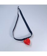 Red Heart Necklace murano Glass Pendant Black Ribbon Y2K Emo Goth Puffy ... - $23.00
