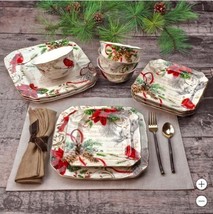 222 Fifth Dinnerware Set Multicolor 12-Piece Serves 4 Christmas Chip-Res... - $109.99