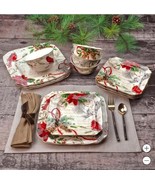 222 Fifth Dinnerware Set Multicolor 12-Piece Serves 4 Christmas Chip-Res... - $154.35 CAD