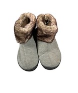 isotoner Slipper Womens 6.5/7 Grey with Brown Faux Fur Soft Comfortable ... - $21.01 CAD