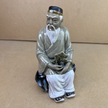 Vintage Chinese Old Wise Mudman Figurine Statue Shiwan Ceramic Art - £43.27 GBP