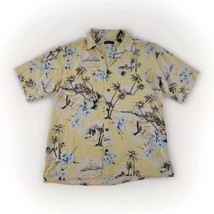 Grant Thomas 100% Silk Hawaiian Shirt XL Yellow Floral Short Sleeve - $24.50