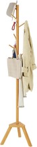 Sywhitta Coat Rack Stand: Premium Bamboo Free Standing Coat Rack With 6 ... - $32.97