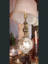 Carl Falkenstein antique vintage table lamp gold applique white pearl 26&quot; works - £35.31 GBP