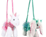 NEW Poochie and Co. Plush 3D Purse white faux fur bunny or unicorn sequins - $11.95