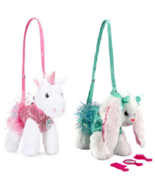 NEW Poochie and Co. Plush 3D Purse white faux fur bunny or unicorn sequins - £9.33 GBP