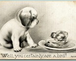Artist Signed V Colby Puppy and Baby Bird Chick UNP DB Postcard H4 - $5.89
